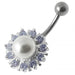 Pearl flower Silver Belly Ring - Monster Piercing