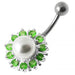 Pearl flower Silver Belly Ring - Monster Piercing