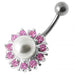 Pearl flower Silver Belly Ring - Monster Piercing