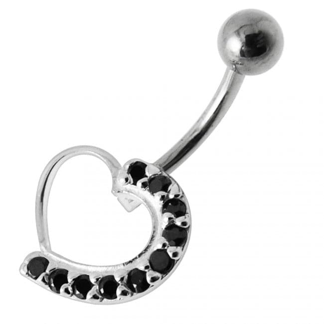 Half Heart Silver Belly Ring - Monster Piercing