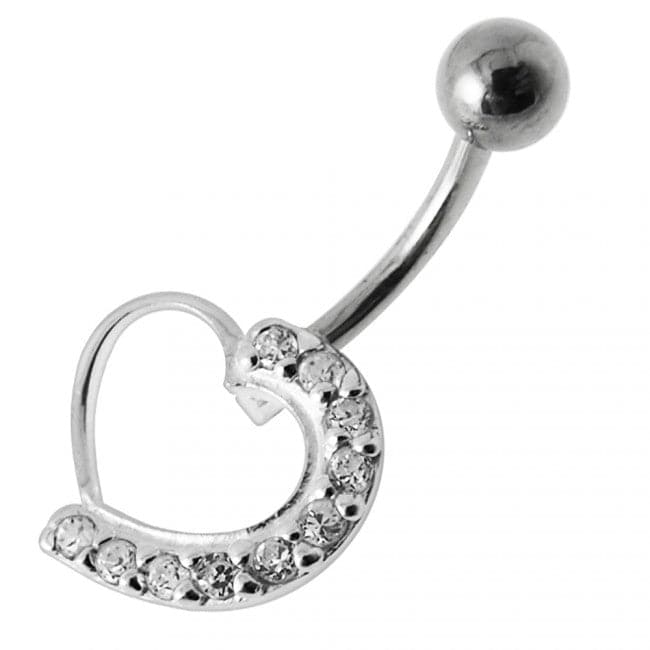 Half Heart Silver Belly Ring - Monster Piercing