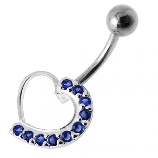 Half Heart Silver Belly Ring - Monster Piercing