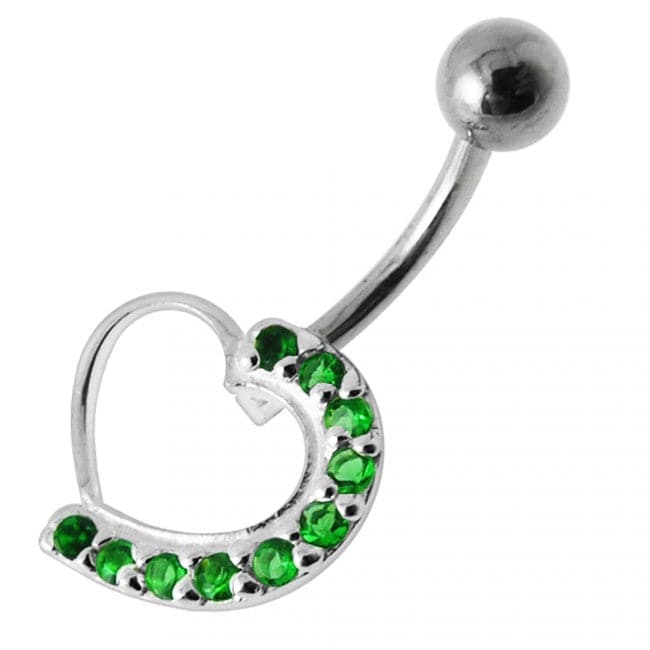 Half Heart Silver Belly Ring - Monster Piercing