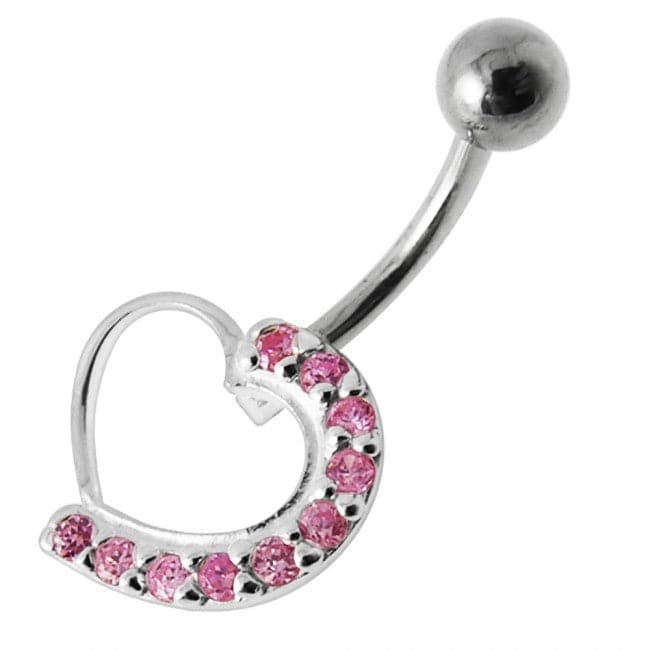 Half Heart Silver Belly Ring - Monster Piercing