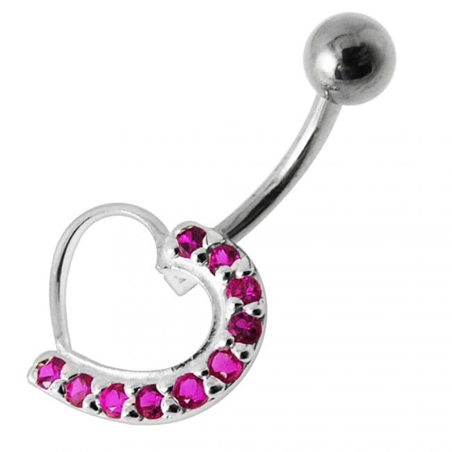 Half Heart Silver Belly Ring - Monster Piercing