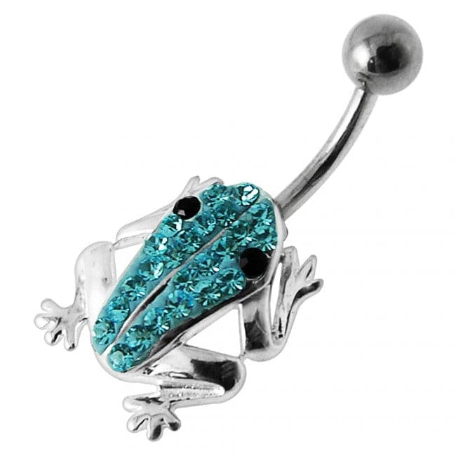 Jeweled Frog Silver Belly Ring - Monster Piercing