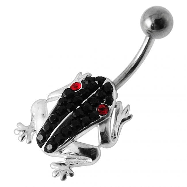 Jeweled Frog Silver Belly Ring - Monster Piercing