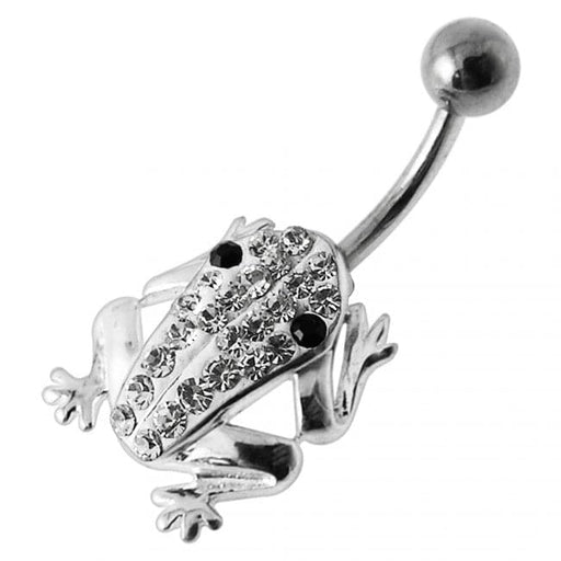 Jeweled Frog Silver Belly Ring - Monster Piercing