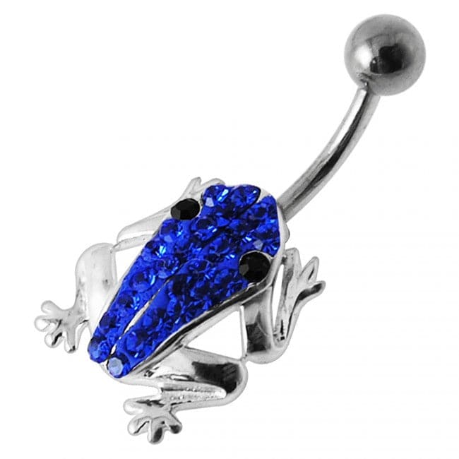 Jeweled Frog Silver Belly Ring - Monster Piercing