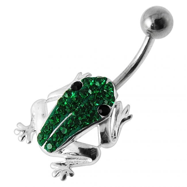 Jeweled Frog Silver Belly Ring - Monster Piercing