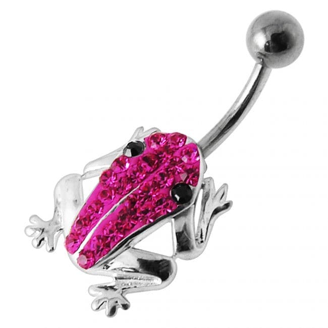 Jeweled Frog Silver Belly Ring - Monster Piercing