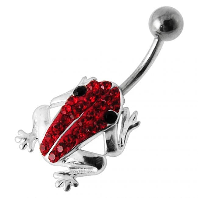 Jeweled Frog Silver Belly Ring - Monster Piercing