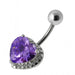 Heart Gemstone Silver Belly Ring - Monster Piercing