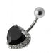 Heart Gemstone Silver Belly Ring - Monster Piercing