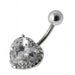 Heart Gemstone Silver Belly Ring - Monster Piercing