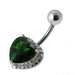 Heart Gemstone Silver Belly Ring - Monster Piercing