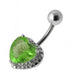 Heart Gemstone Silver Belly Ring - Monster Piercing