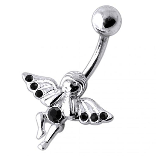 Jeweled Angel Silver Belly Ring - Monster Piercing