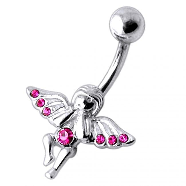 Jeweled Angel Silver Belly Ring - Monster Piercing