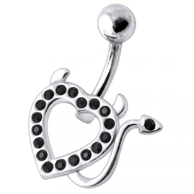 Devil Heart Silver Belly Ring - Monster Piercing