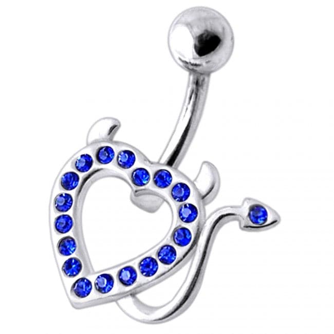 Devil Heart Silver Belly Ring - Monster Piercing