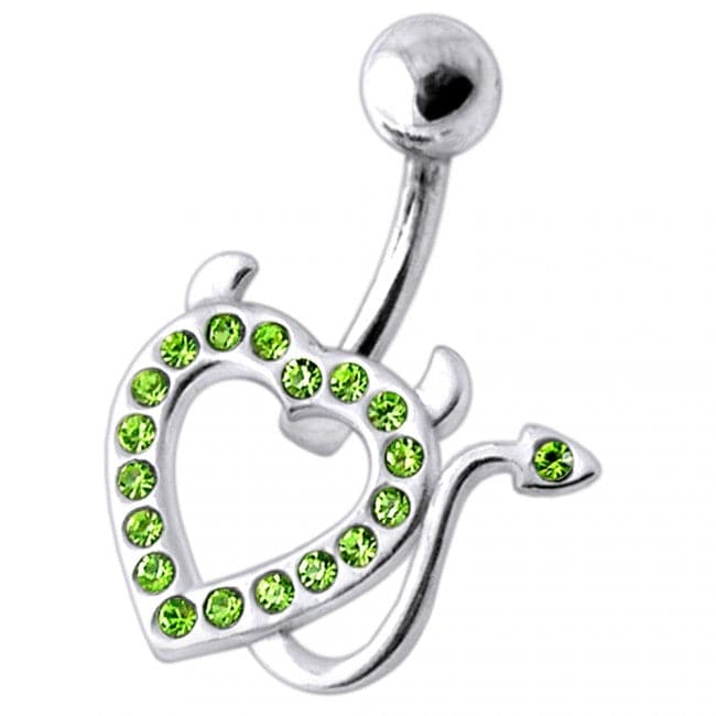 Devil Heart Silver Belly Ring - Monster Piercing