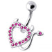 Devil Heart Silver Belly Ring - Monster Piercing