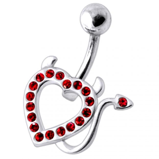 Devil Heart Silver Belly Ring - Monster Piercing