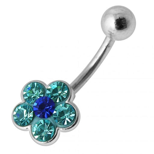 Cute Flower Silver Belly Ring - Monster Piercing