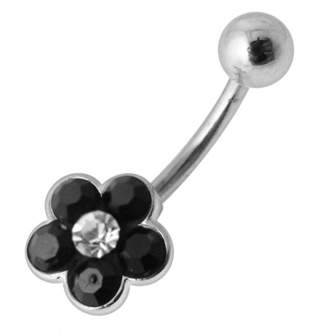 Cute Flower Silver Belly Ring - Monster Piercing