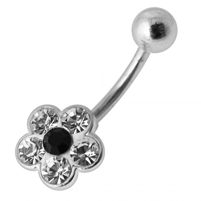 Cute Flower Silver Belly Ring - Monster Piercing