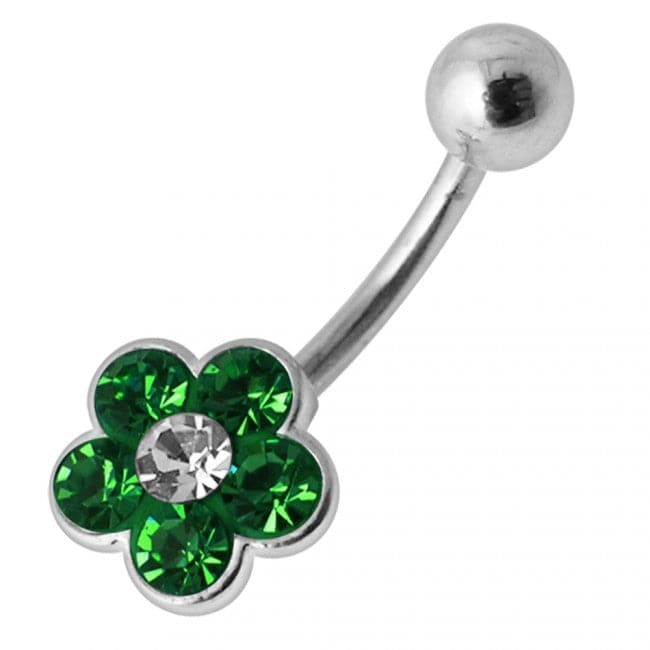 Cute Flower Silver Belly Ring - Monster Piercing