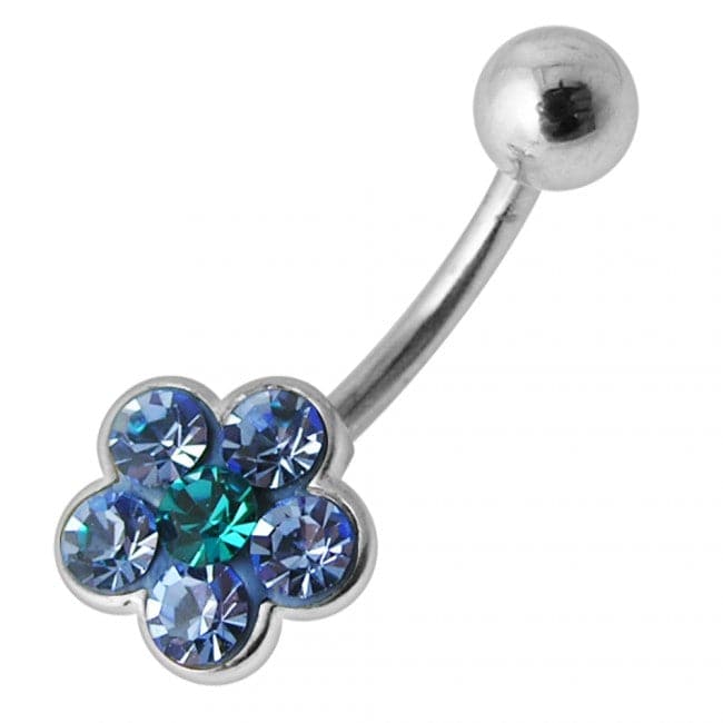 Cute Flower Silver Belly Ring - Monster Piercing