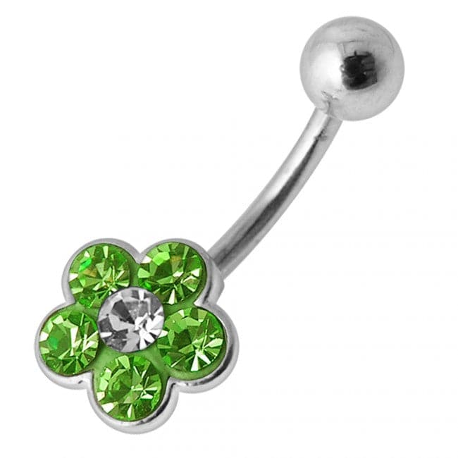 Cute Flower Silver Belly Ring - Monster Piercing