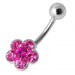 Cute Flower Silver Belly Ring - Monster Piercing