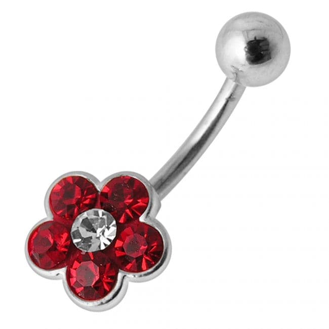 Cute Flower Silver Belly Ring - Monster Piercing