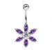 Flower Jeweled Silver Belly Ring - Monster Piercing