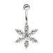 Flower Jeweled Silver Belly Ring - Monster Piercing