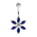 Flower Jeweled Silver Belly Ring - Monster Piercing