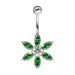 Flower Jeweled Silver Belly Ring - Monster Piercing