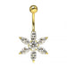 Flower Jeweled Silver Belly Ring - Monster Piercing