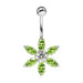 Flower Jeweled Silver Belly Ring - Monster Piercing