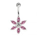 Flower Jeweled Silver Belly Ring - Monster Piercing