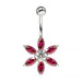 Flower Jeweled Silver Belly Ring - Monster Piercing