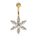 Flower Jeweled Silver Belly Ring - Monster Piercing