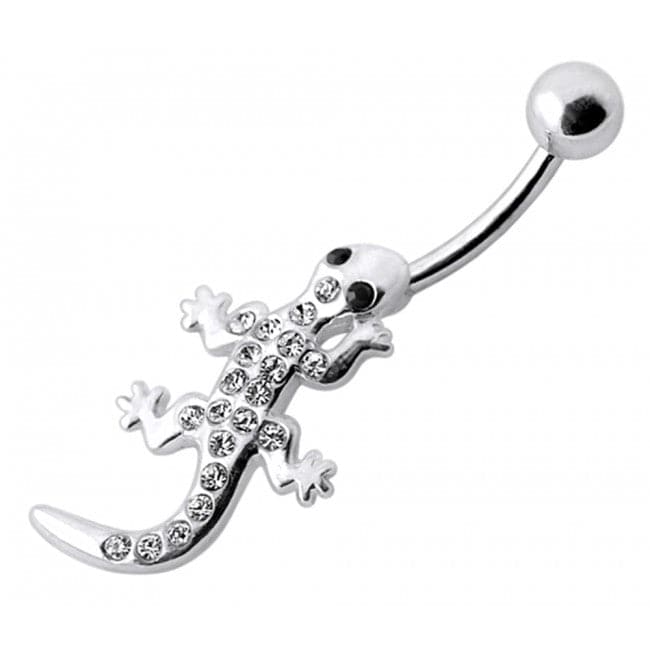 SS Bar Lizard Silver Navel Ring - Monster Piercing