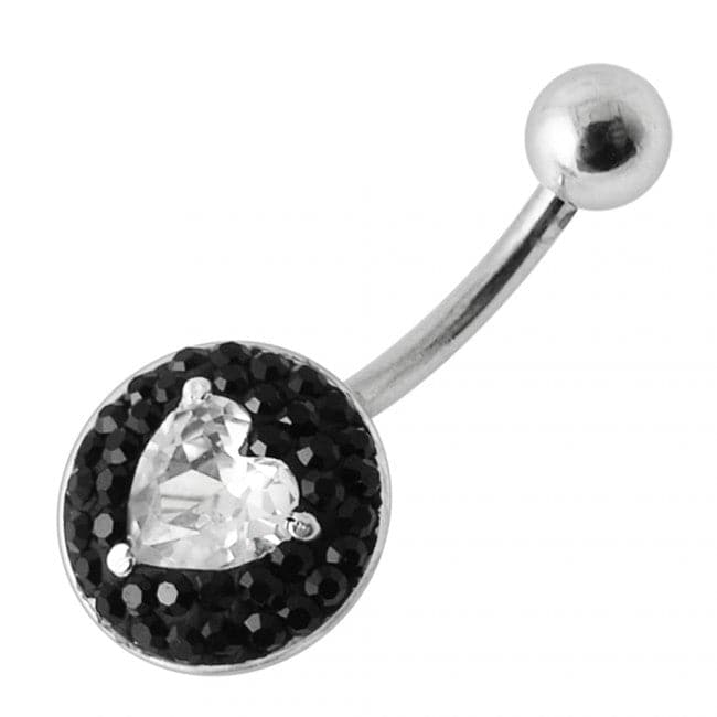 Heart in Stone Silver Belly Ring - Monster Piercing