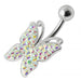 Butterfly Stones Silver Belly Ring - Monster Piercing