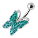 Butterfly Stones Silver Belly Ring - Monster Piercing