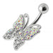 Butterfly Stones Silver Belly Ring - Monster Piercing